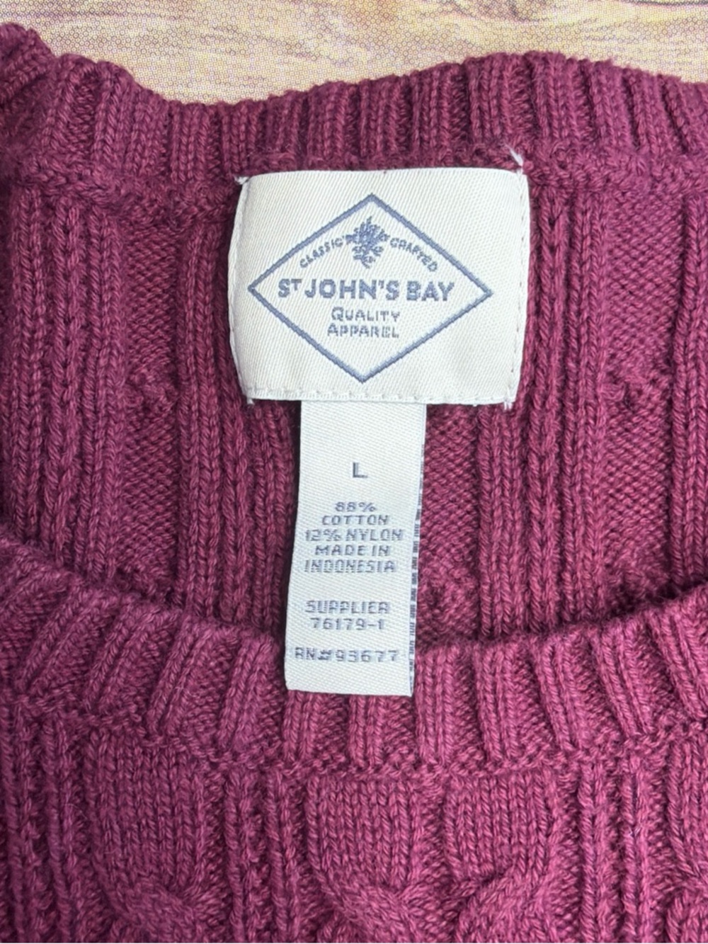 St. John's Bay Cable Knit Sweater in Rose Berry